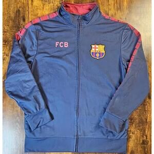 Mens FCB Barcelona Full Zip Jacket Blue Red Official Sz Medium Football Soccer